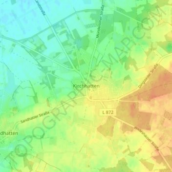 Mappa topografica Kirchhatten, altitudine, rilievo