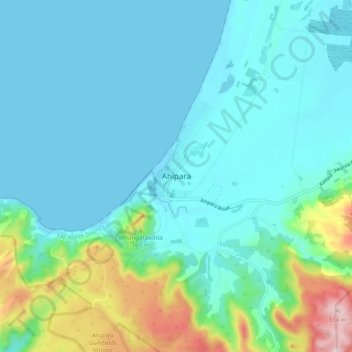 Mappa topografica Ahipara, altitudine, rilievo