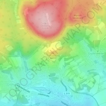 Mappa topografica Scheuerberg, altitudine, rilievo