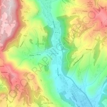 Mappa topografica Stallavena, altitudine, rilievo