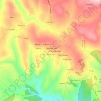 Mappa topografica Ousende, altitudine, rilievo