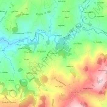 Mappa topografica Carabina, altitudine, rilievo