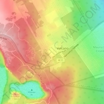 Mappa topografica Volcano, altitudine, rilievo