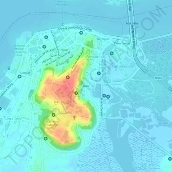 Mappa topografica Mala, altitudine, rilievo