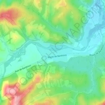 Mappa topografica Berneix, altitudine, rilievo