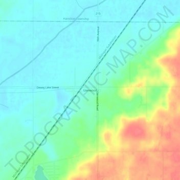 Mappa topografica Glenwood, altitudine, rilievo