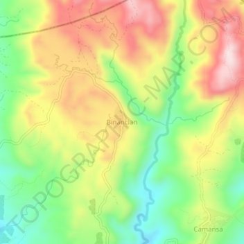 Mappa topografica Binancian, altitudine, rilievo