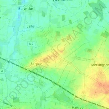 Mappa topografica Borgeler Linde, altitudine, rilievo