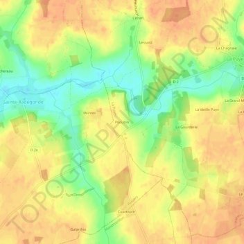 Mappa topografica Piloubin, altitudine, rilievo