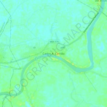 Mappa topografica Carlos A. Carrillo, altitudine, rilievo