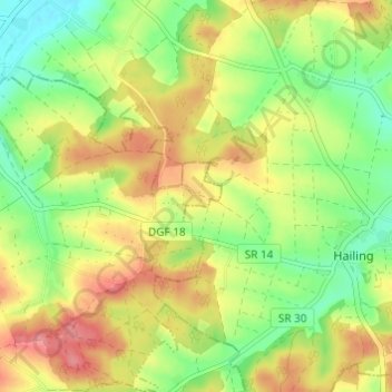 Mappa topografica Hanny, altitudine, rilievo