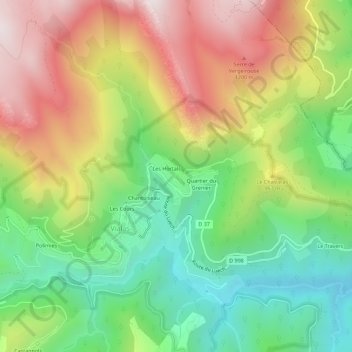 Mappa topografica Peyre Fiche, altitudine, rilievo