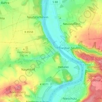 Mappa topografica Niederlommatzsch, altitudine, rilievo
