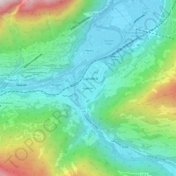 Mappa topografica Angedair, altitudine, rilievo