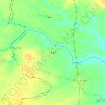 Mappa topografica Devgiri, altitudine, rilievo