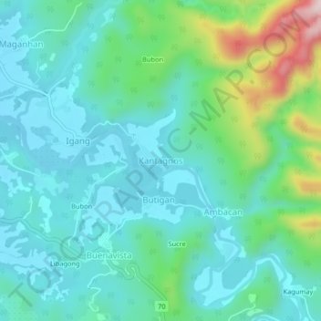 Mappa topografica Kantagnos, altitudine, rilievo