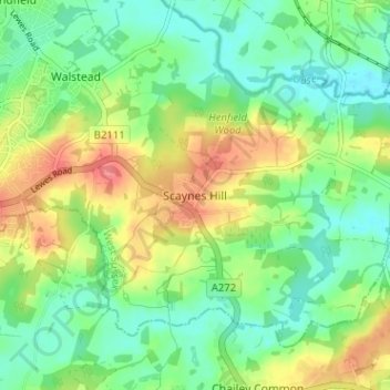 Mappa topografica Scaynes Hill, altitudine, rilievo