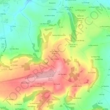 Mappa topografica Saint-Louis, altitudine, rilievo