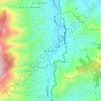 Mappa topografica La Tablaza, altitudine, rilievo