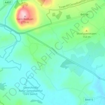 Mappa topografica Boduan, altitudine, rilievo