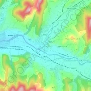 Mappa topografica Les Cités, altitudine, rilievo
