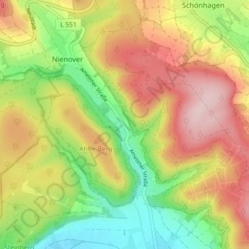 Mappa topografica Polier, altitudine, rilievo
