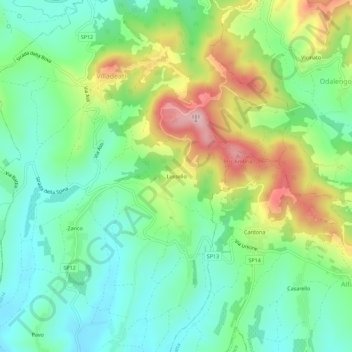 Mappa topografica Lussello, altitudine, rilievo