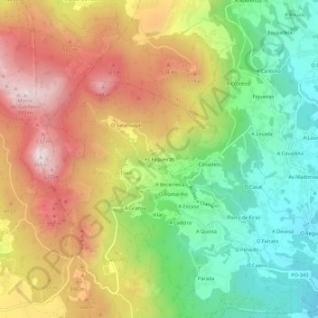 Mappa topografica As Filgueiras, altitudine, rilievo