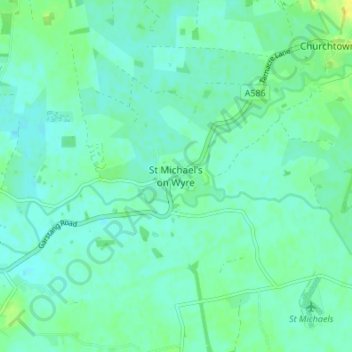 Mappa topografica St Michael's on Wyre, altitudine, rilievo