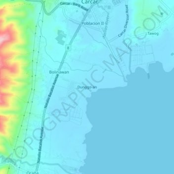 Mappa topografica Dunggo-an, altitudine, rilievo