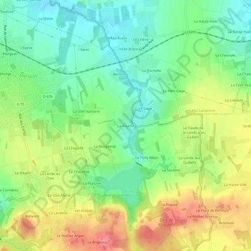 Mappa topografica La Touche, altitudine, rilievo