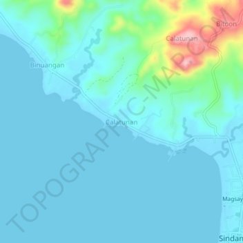 Mappa topografica Calatunan, altitudine, rilievo