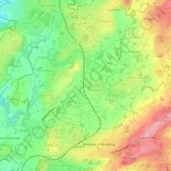 Mappa topografica Odosa, altitudine, rilievo