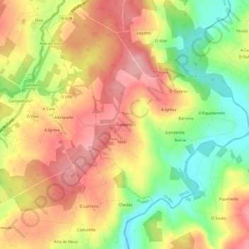 Mappa topografica Fontorto, altitudine, rilievo