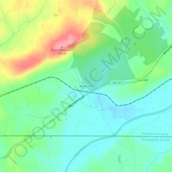 Mappa topografica Berry Hill, altitudine, rilievo