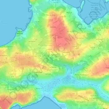 Mappa topografica Quezede, altitudine, rilievo