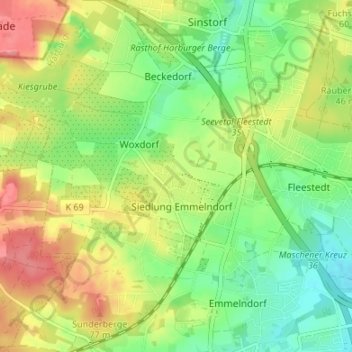 Mappa topografica Wittenberg, altitudine, rilievo