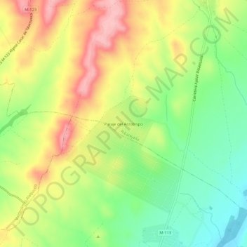Mappa topografica Paraje del Arzobispo, altitudine, rilievo