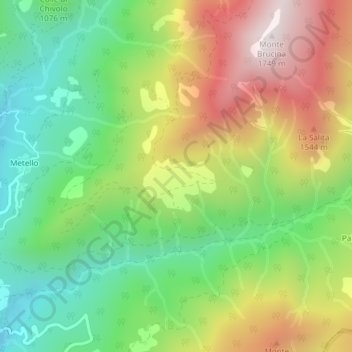Mappa topografica Sargiana, altitudine, rilievo