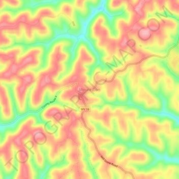 Mappa topografica Mount Zion, altitudine, rilievo