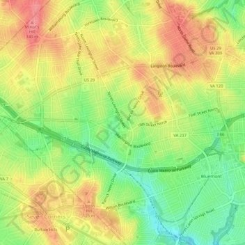 Mappa topografica Westover, altitudine, rilievo