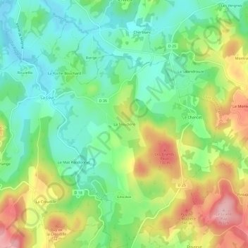 Mappa topografica La Troudière, altitudine, rilievo