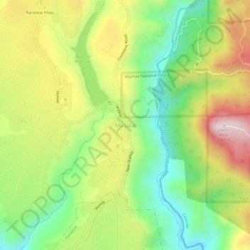 Mappa topografica Magalia, altitudine, rilievo