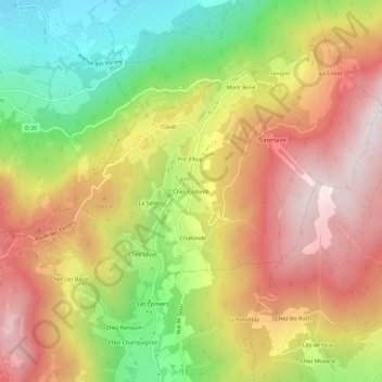 Mappa topografica Chez Collomb, altitudine, rilievo