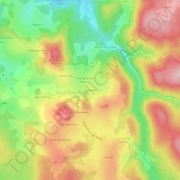 Mappa topografica La Vernois, altitudine, rilievo