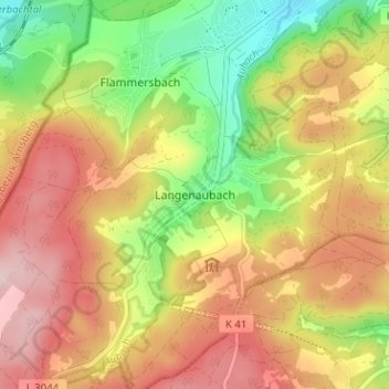 Mappa topografica Langenaubach, altitudine, rilievo