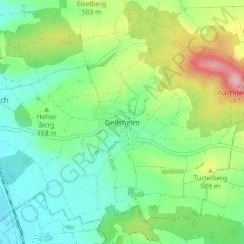 Mappa topografica Geilsheim, altitudine, rilievo