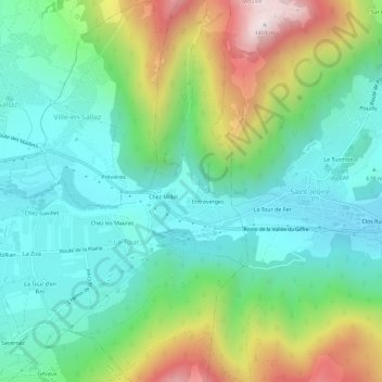 Mappa topografica Les Brons, altitudine, rilievo