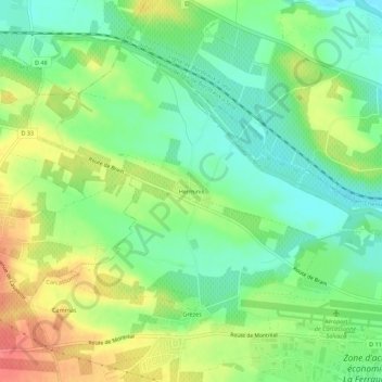 Mappa topografica Herminis, altitudine, rilievo