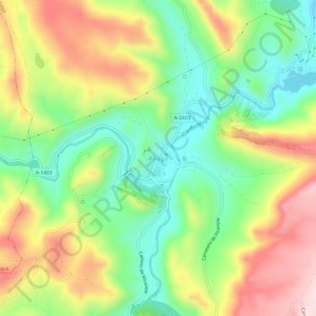 Mappa topografica Aliaga, altitudine, rilievo